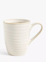 Ribbed Stoneware Coffee Mug for Latte, 297ml in White