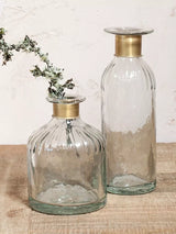 Nkuku Chara Hammered Glass Bottle Vase, Clear, 15cm