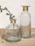 Nkuku Chara clear hammered glass vase 15cm height, imported from the UK
