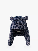 Small Stuff Kids' Leopard Faux Fur Deerstalker Hat in Grey - Children's Winter Hat