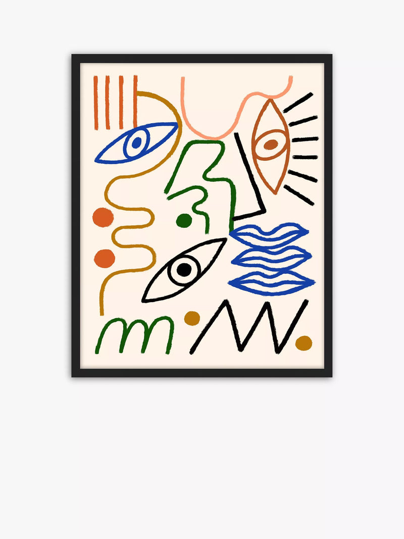 John Lewis abstract portrait framed print 52 x 42cm multi - British product