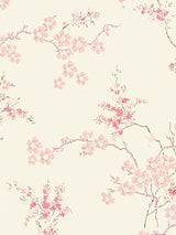 Soft and Feminine Oriental Blossom Pattern Wallpaper for Interior Walls