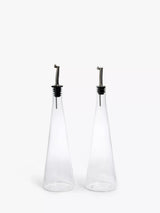 Glass Oil and Vinegar Drizzler Set with Silicone Stopper and Stainless Steel Pourer, Clear