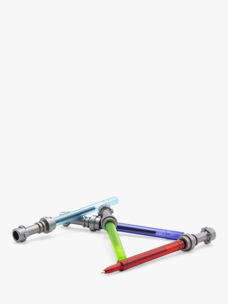 Set of 4 LEGO gel pens with red, blue, green, and purple ink, UK version