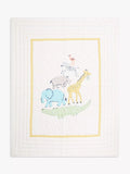 John Lewis Safari Quilted Cotbed Bedspread, 2.2 Tog, White/Multi