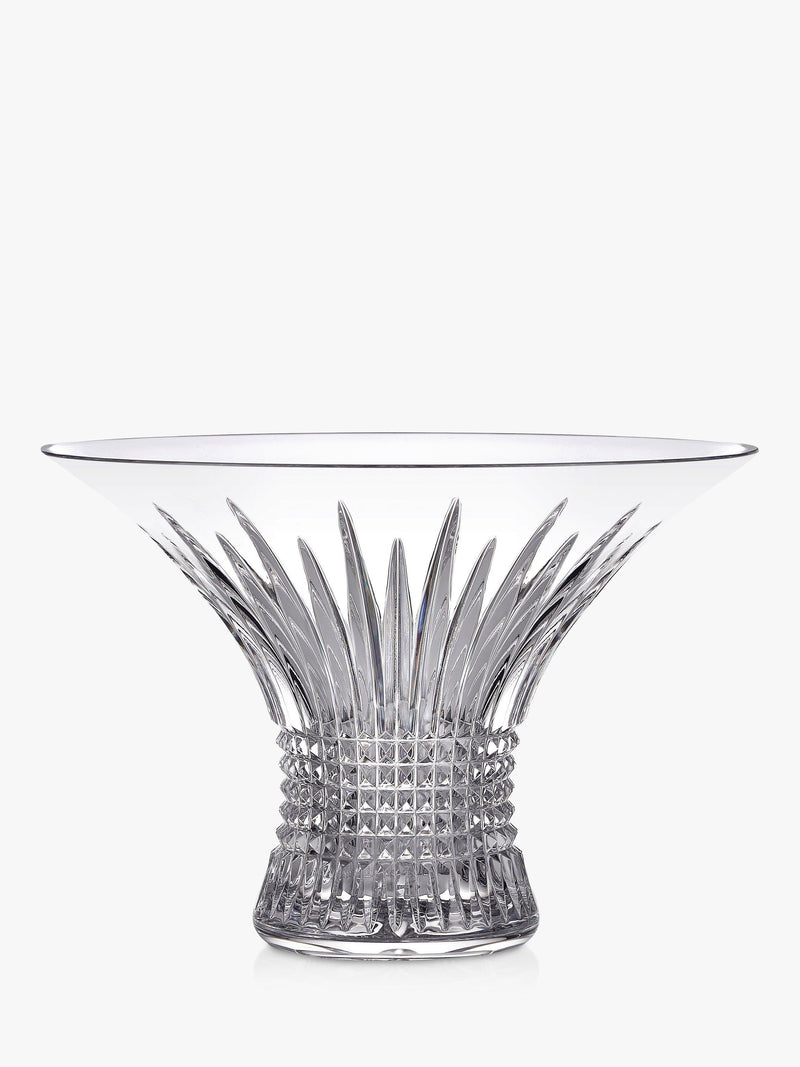 Decorative Cut Crystal Bowl with Diamond Pattern 28cm Clear