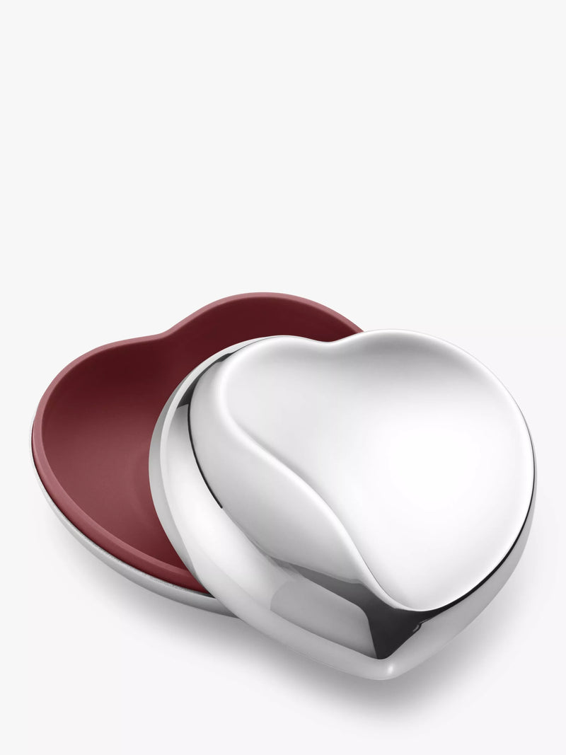 Georg Jensen Heart Trinket Dish Silver Red 10x7x5cm, imported from the UK