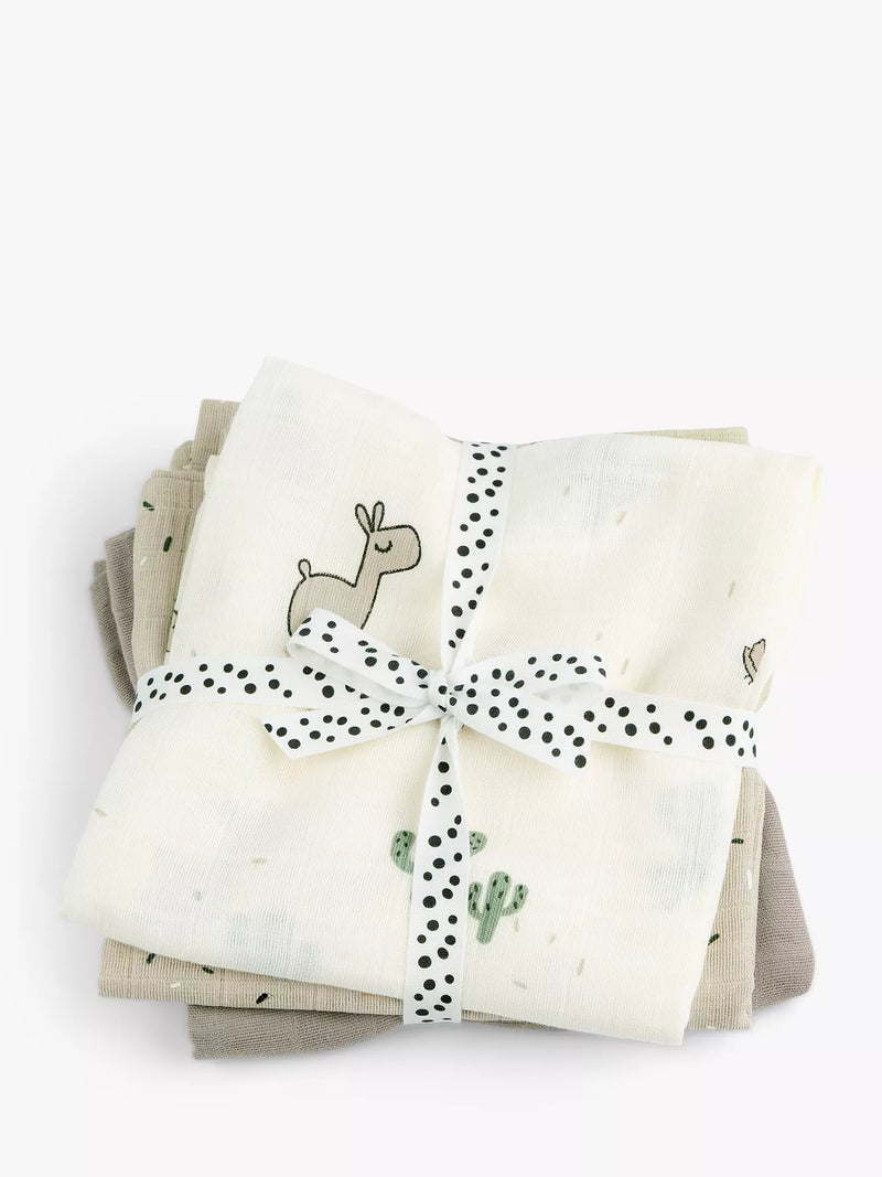 Done by Deer Lalee GOTS Organic Cotton Muslin Burp Cloths, Pack of 3, Sand
