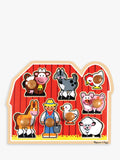 Melissa & Doug Large Farm Animal Peg Puzzle, Eight Wooden Pieces, imported from the UK
