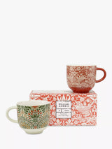 Fine China Mugs with Strawberry Thief and Garden Designs, Set of 2, 250ml