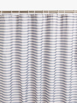 John Lewis Textured Seersucker Horizontal Stripe Recycled Polyester Shower Curtain in Thistle
