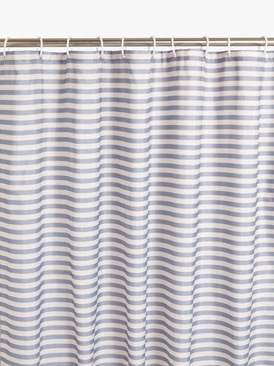 John Lewis Textured Seersucker Horizontal Stripe Recycled Polyester Shower Curtain in Thistle