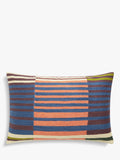 John Lewis abstract stripe cotton cushion with hand-stitched crewel embroidery, UK version