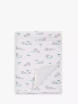 Reversible Muslin Swaddle Blanket with Elephant Print, 120 x 120cm