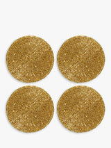 John Lewis Gold Beaded Round Coasters Set of 4