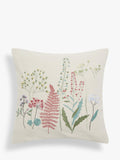 John Lewis hand-embroidered square cushion with botanical design, UK version