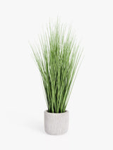 Artificial Long Grass with Concrete-Style Pot for Home Décor