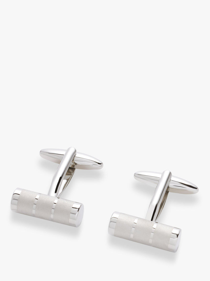 Silver Laser-Engraved Brass Cufflinks with Rhodium Plating