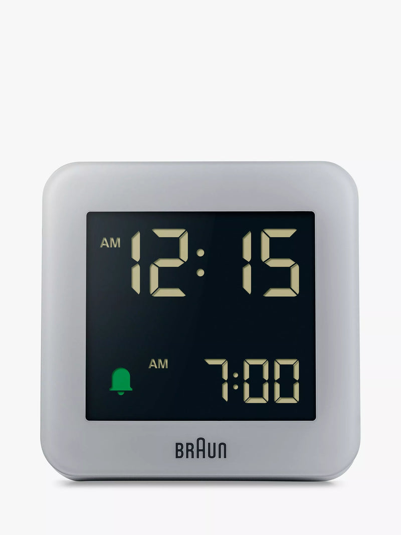 Braun square digital alarm clock grey - British product