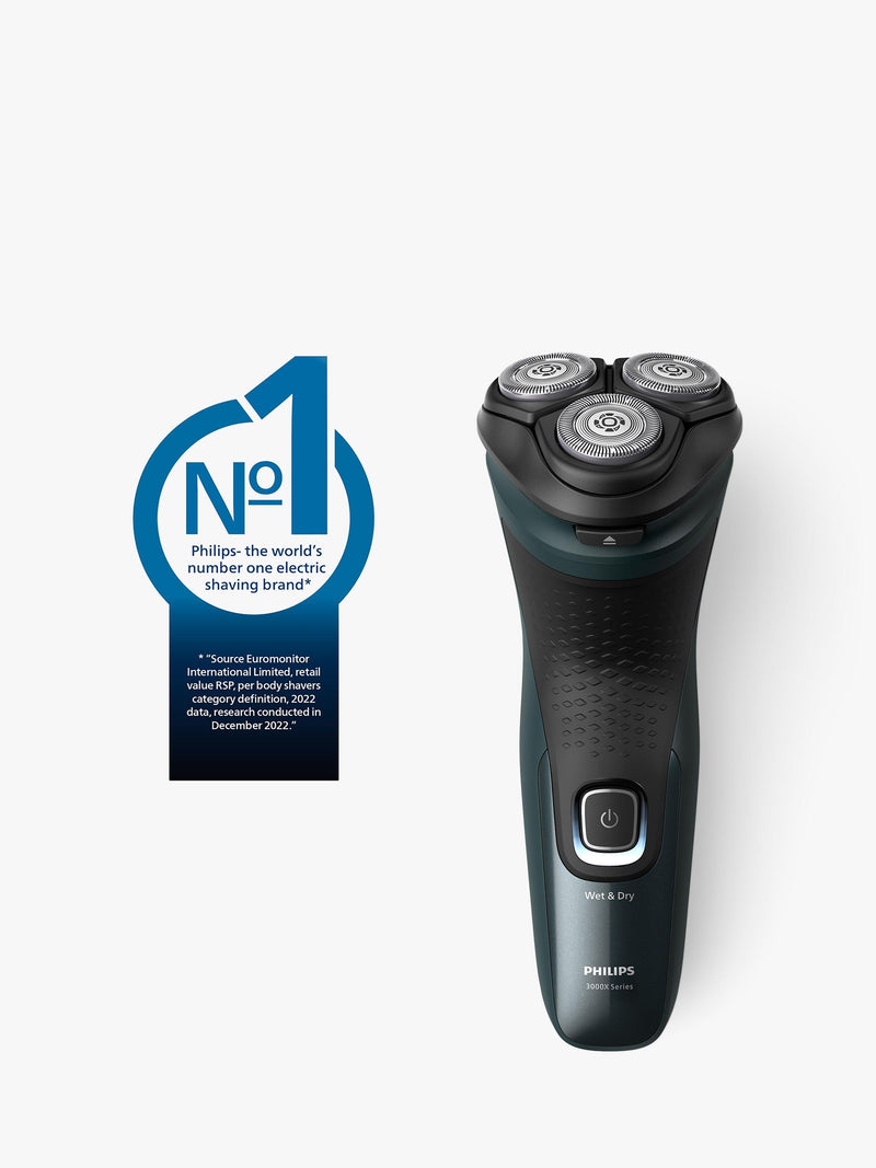 Philips wet & dry electric shaver with 27 PowerCut blades and pop-up trimmer, dark green forest, imported from the UK
