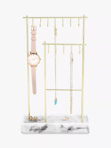 Stackers Marble Effect 12 Hook Jewellery Hanger Rose Gold Storage Stand