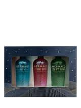 Isle of Wight Distillery Mermaid Mini Gin Gift Set with Mermaid, Pink and Zest Gin, 3x 5cl