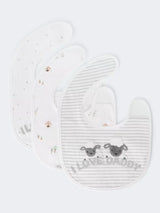 John Lewis Mummy & Daddy Farm Print Bib Pack of 3 Grey Baby Bib