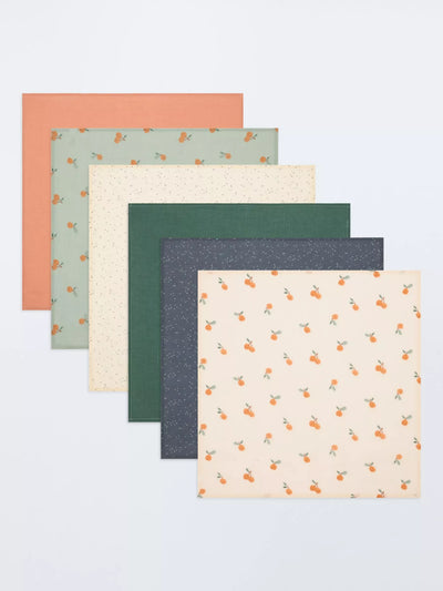 John Lewis Oranges Spot Print Muslin Squares Baby Muslin Cloths Pack of 6