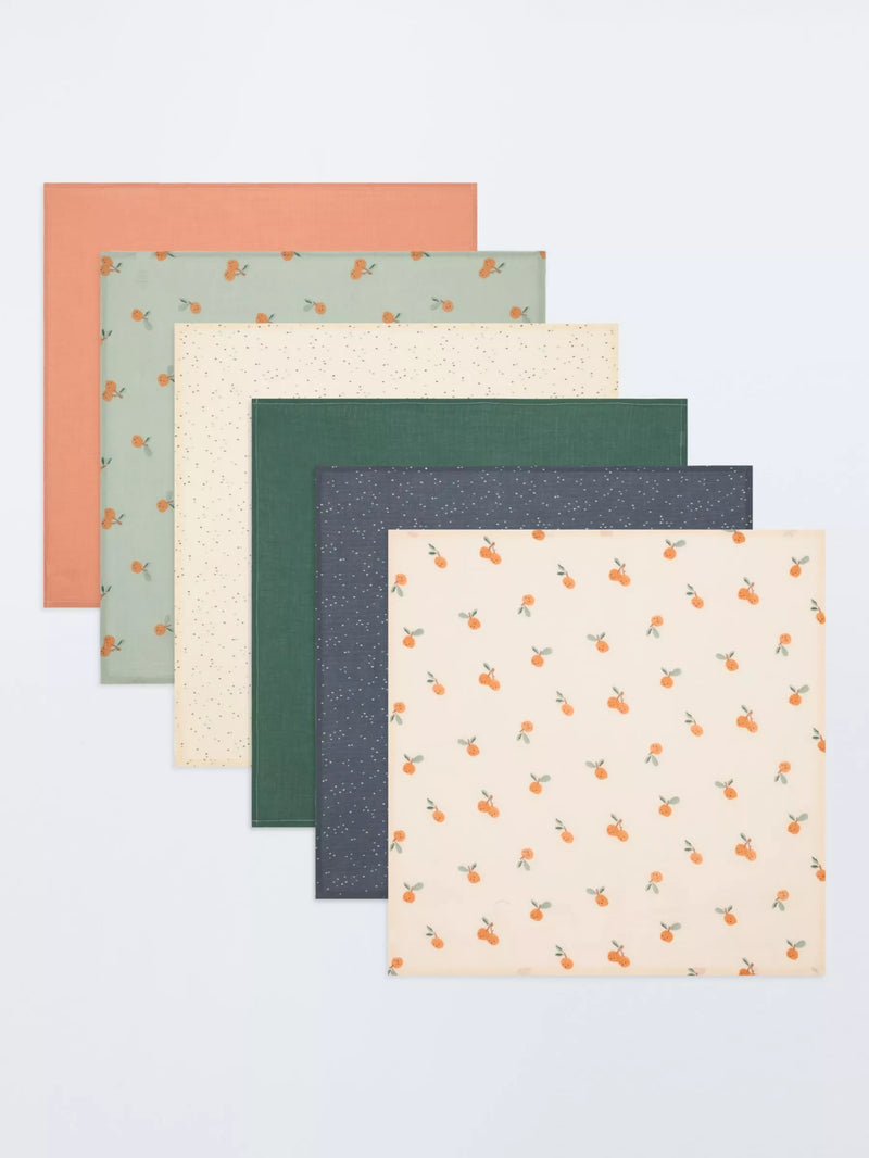 John Lewis oranges spot print muslin squares pack of 6, UK version
