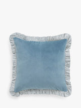 Velvet Frill Reversible Cushion with Cotton Stripe Back