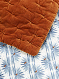 John Lewis reversible quilted cotton velvet bedspread with floral print rust blue, UK version