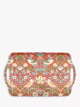 Large Handled Melamine Tray with Strawberry Thief Design, Red/Multi