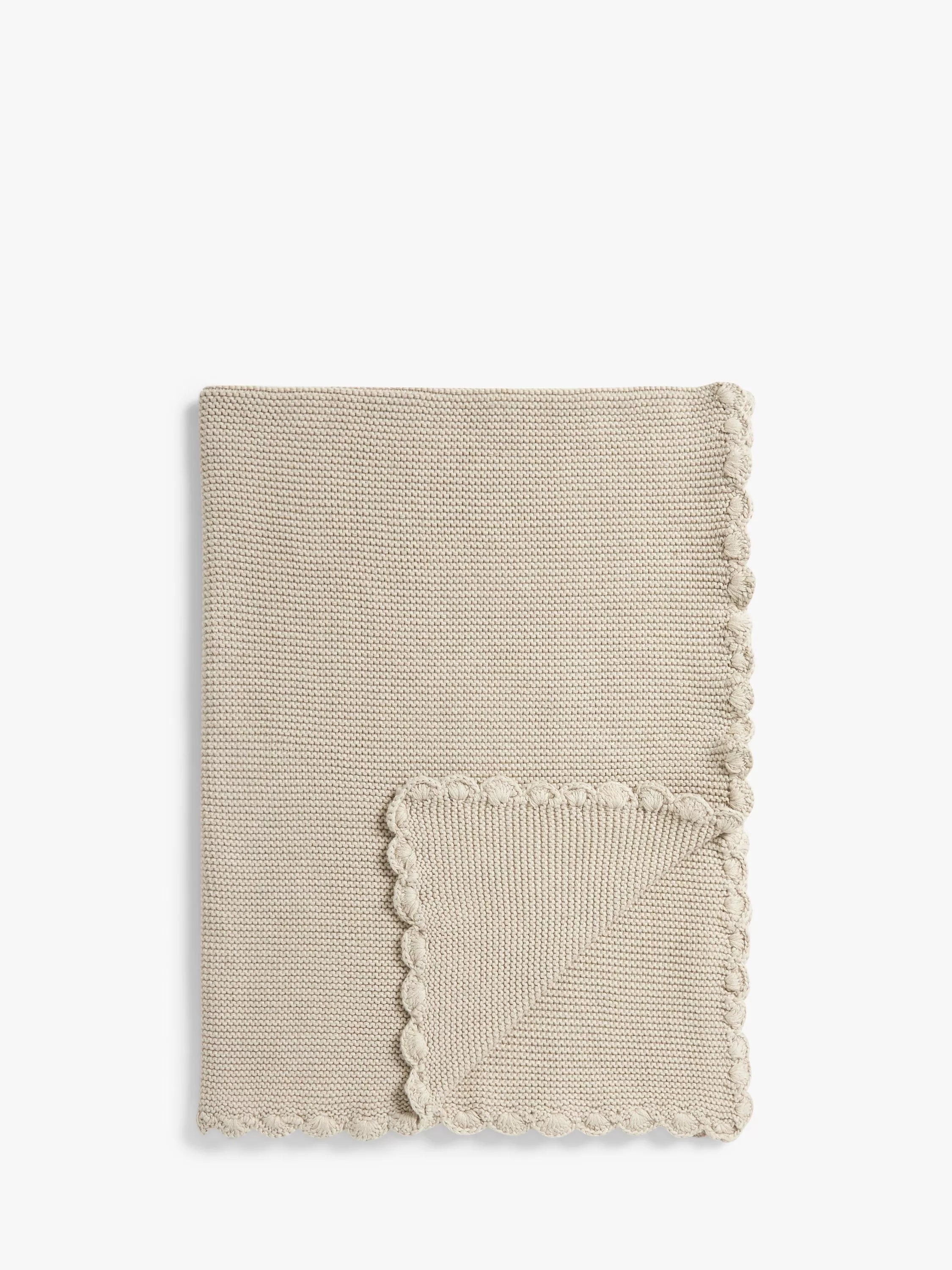 John Lewis Scalloped Cotton Baby Blanket, 100 x 80cm - McGrocer
