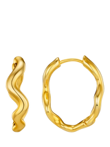 Orelia Abstract Wave Oval Hoop Earrings Gold Fashion Earrings 12mm Inner Diameter