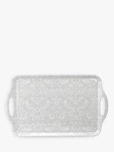 Large Handled Melamine Tray in Grey with Strawberry Thief Print