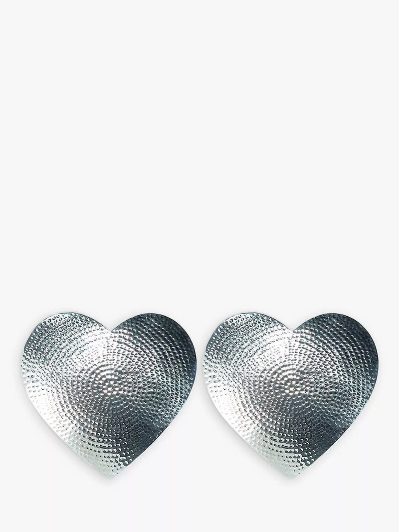 Selbrae House heart-shaped stainless steel placemat set of 2 in silver (British brand)