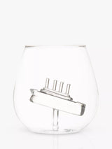 Clear Borosilicate Glass Tumbler with Handmade Ship Inside, 500ml