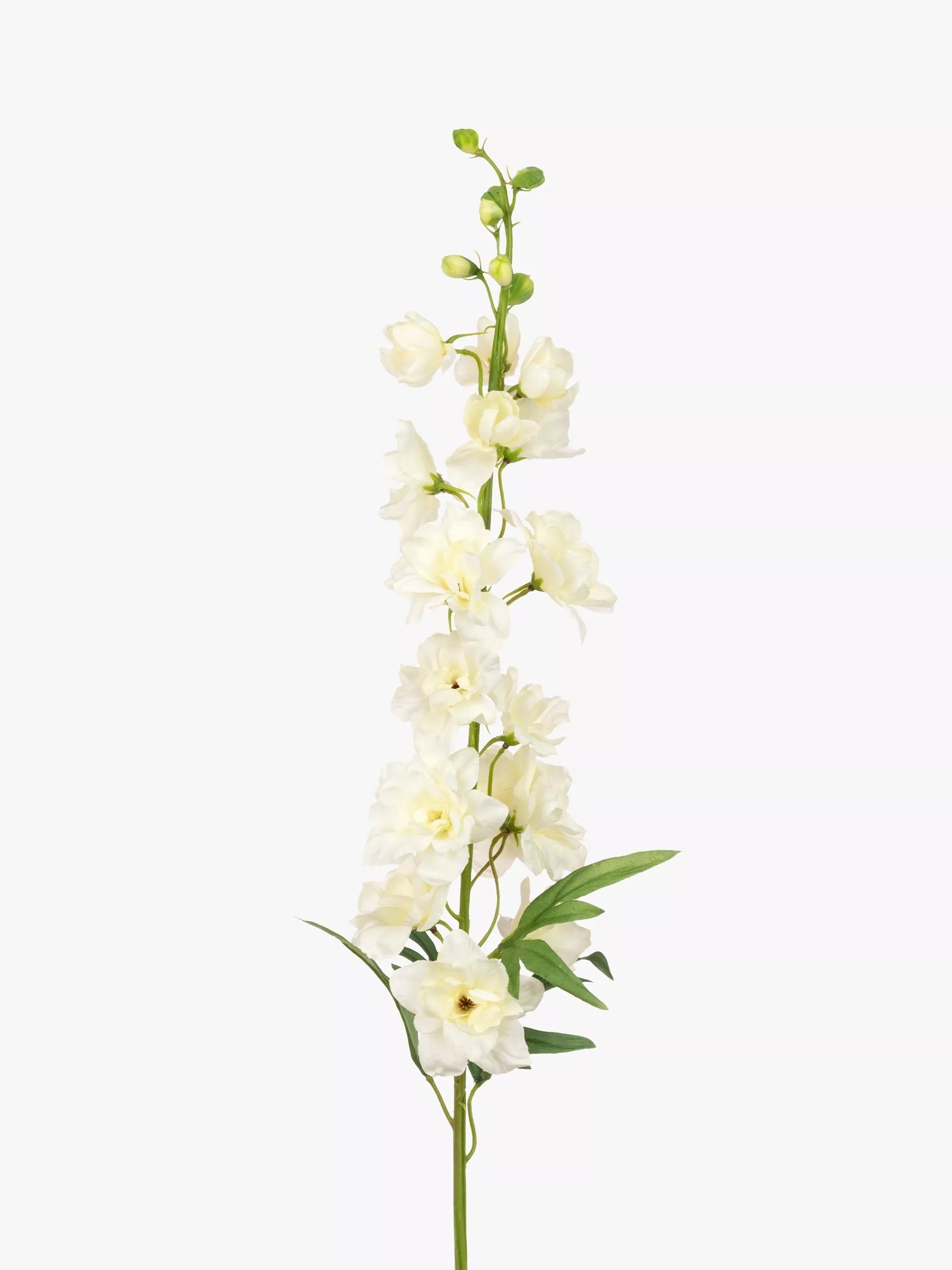 Floralsilk Artificial Delphinium Spray, White/Green - McGrocer