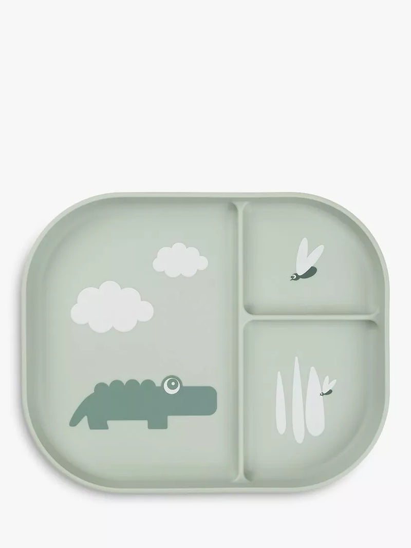 Done by Deer kids' compartment plate green - British product