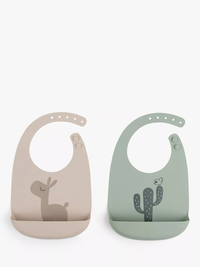 Done by Deer silicone bibs Sand/Green pack of 2 - British product