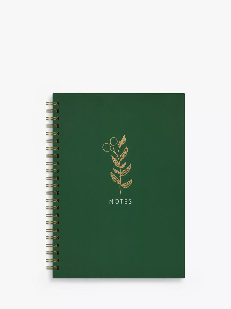 John Lewis A5 green leaf design spiral notebook, UK version