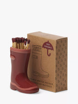 Wellington Boot Ceramic Match Holder with 25 Safety Matches, Red