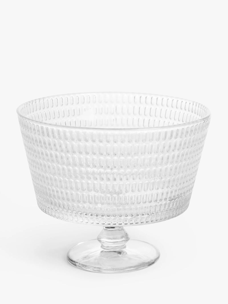 John Lewis footed glass trifle bowl with geometric pattern 20m clear, UK version