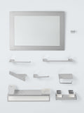 John Lewis Modernist toilet roll holder with shelf in silver, UK version