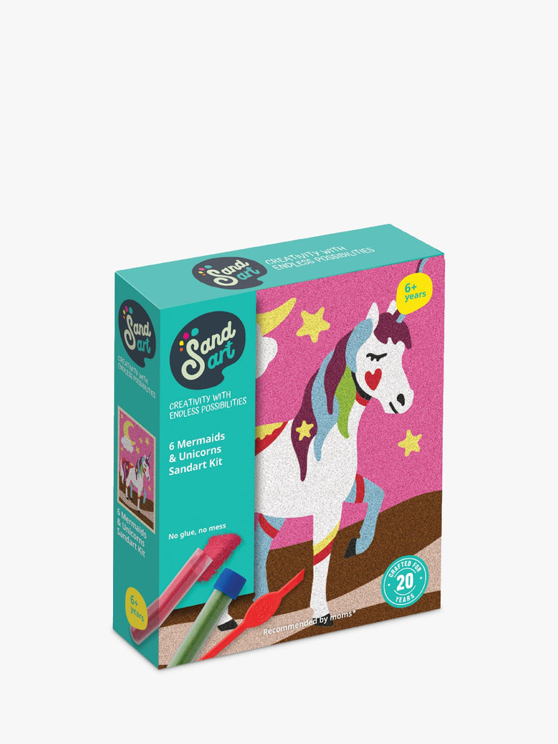 Mermaid and Unicorn Sand Art Creative Kit with Coloured Sands and Adhesive Templates