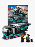 Race Car and Car Carrier Truck Building Set with 2 Minifigures 328 Pieces