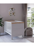 Little Acorns convertible cotbed in white and oak finish, UK version