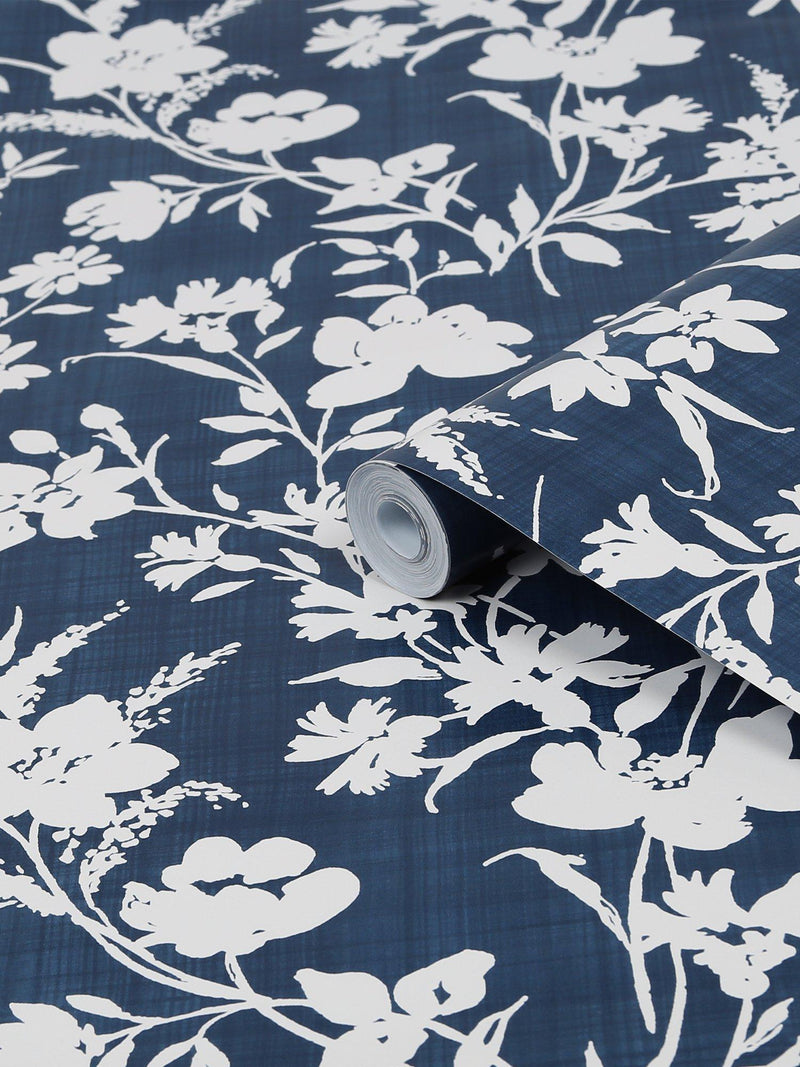Laura Ashley Rye Wallpaper Midnight Sea, UK version
