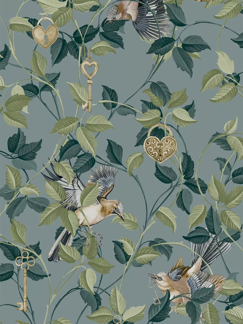 Graham Brown Lock & Key Aqua wallpaper, UK version