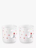 Le Creuset hearts stoneware mug set, 350ml, white and pink, UK version